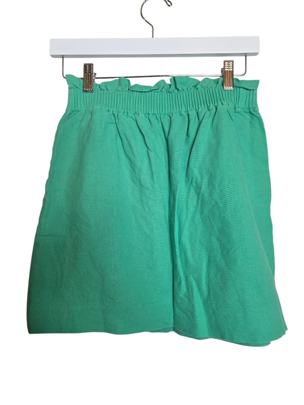 J.Crew Womens Paperbag Mini Skirt Size 0 Green Linen Blend Preppy
